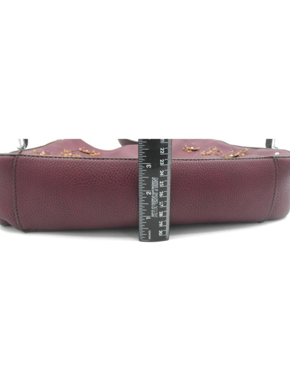Vintage Liz Claiborne Faux Leather Merlot Claret Shoulder Bag 3D applied Flowers - Picture 10 of 16